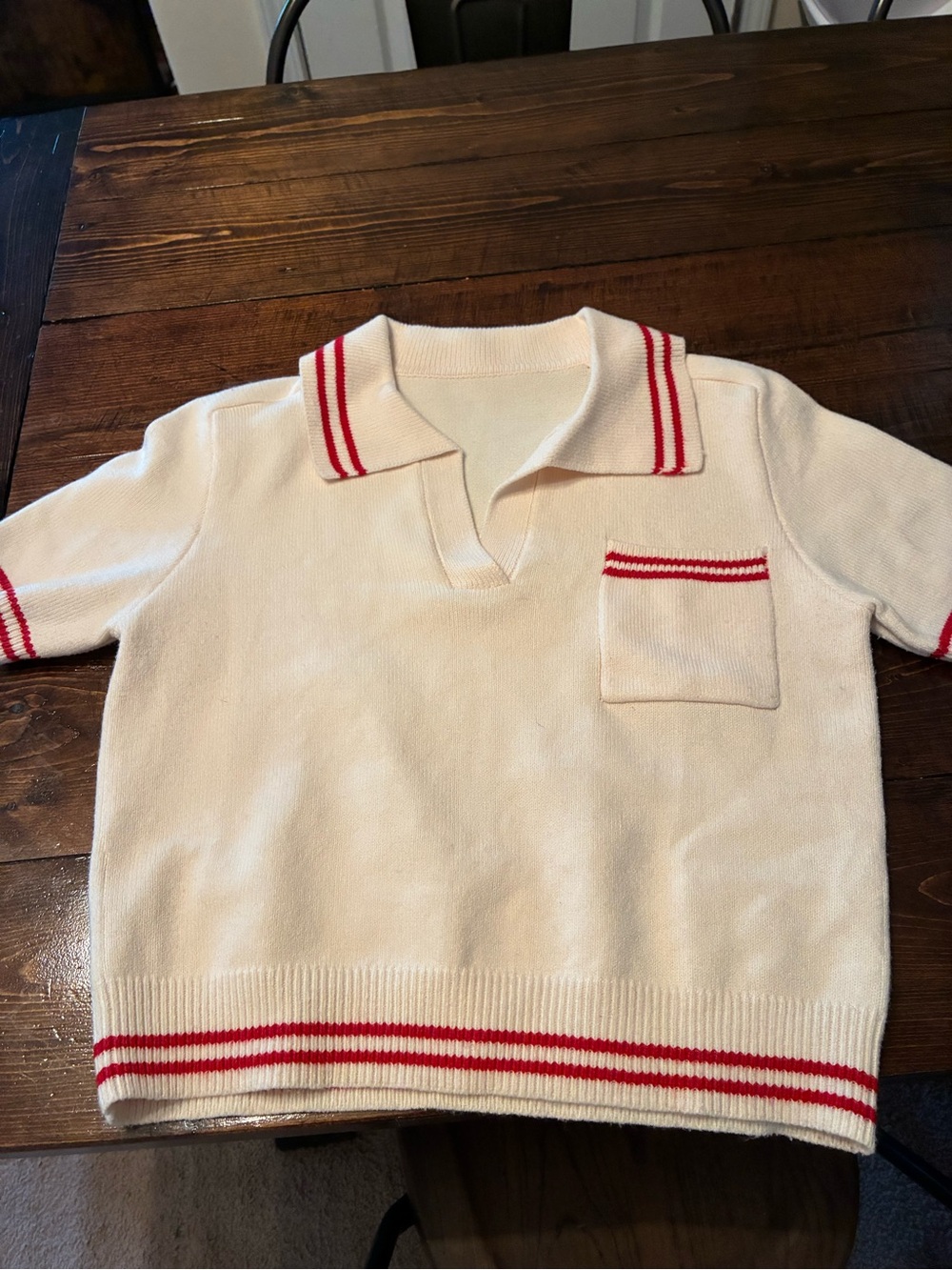 Cream with Red Trim Cider Knit Polo